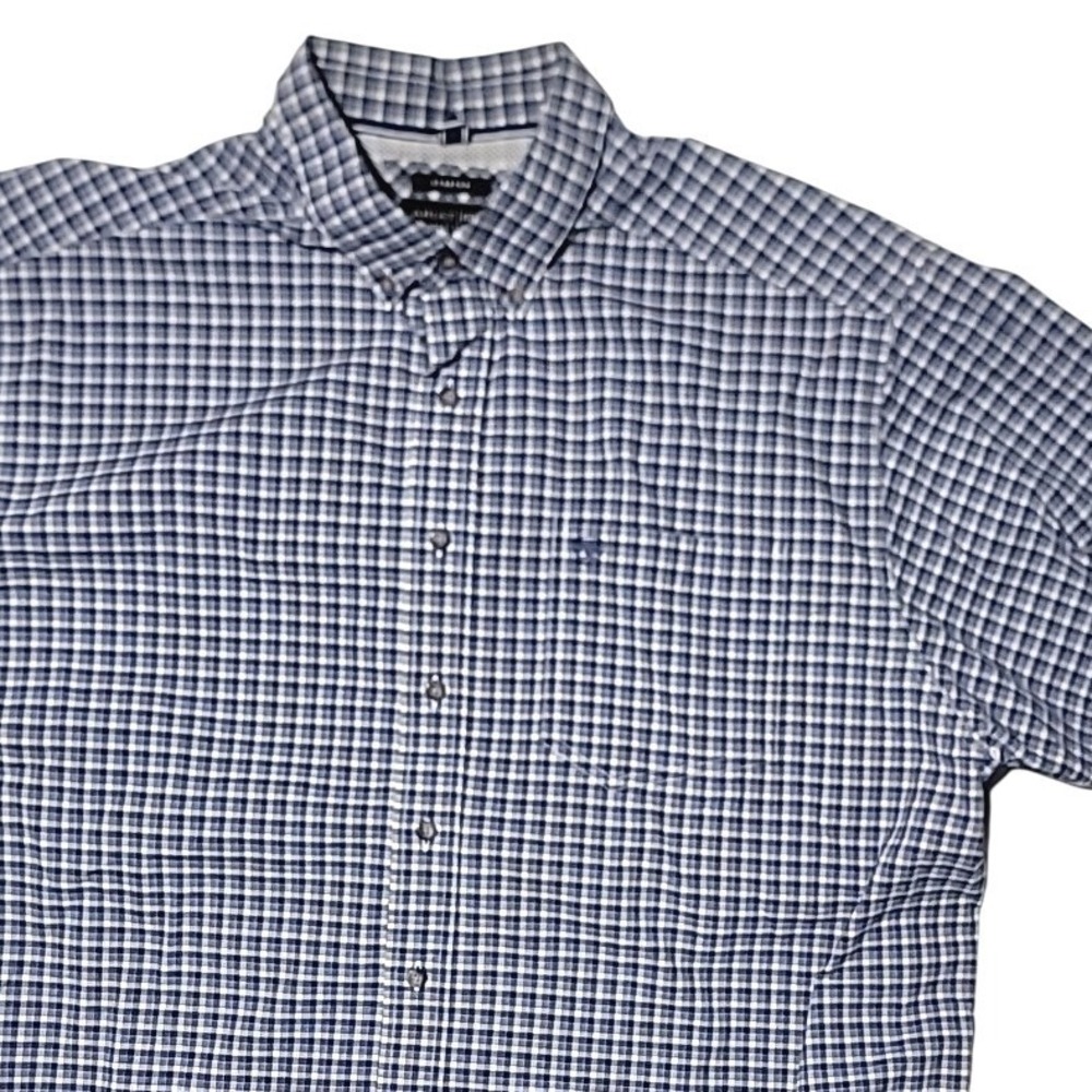 Ariat Pro Series Stretch Men's XXL Short Sleeve Blue White Check Shirt Vented